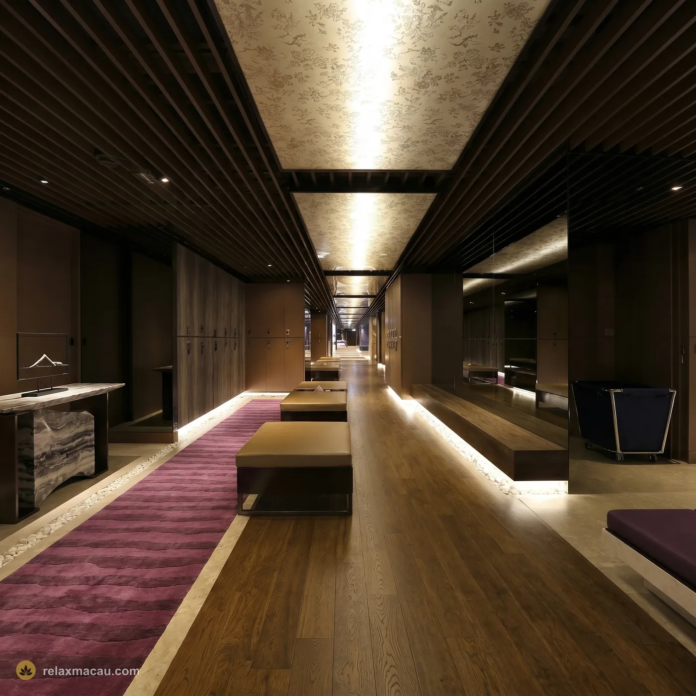 Number One Sauna locker corridor