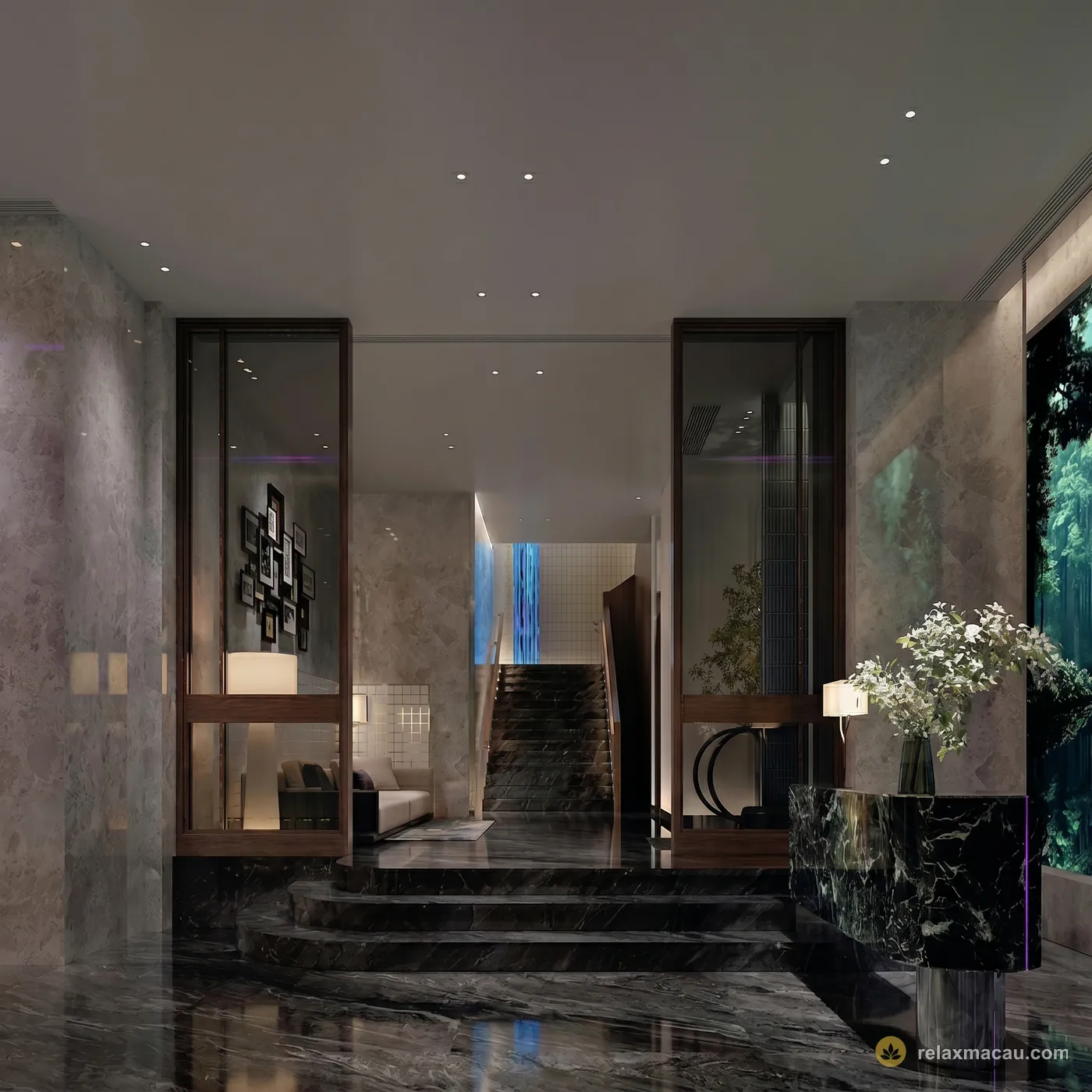 Empire Sauna marble staircase